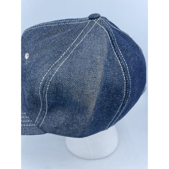 Vtg USA MADE Denim Cotton Gin Texas Patch Trucker Hat Snapback CROWELL CAP READ - Picture 9 of 12